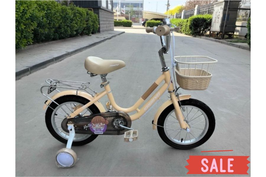 Xe đạp trẻ em Shukyo F2 cho bé gái 12 Xe đạp Trẻ Em Shukyo F2 Cho Bé Gái Màu Kem