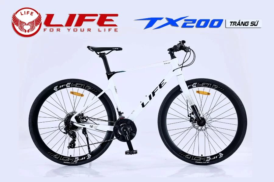 Xe đạp life tx200 màu trắng sứ