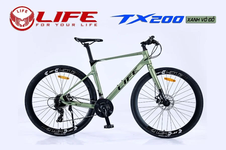 Xe đạp life tx200 màu xanh vỏ cây