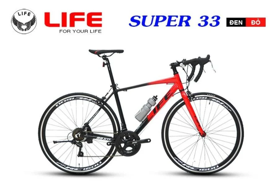 xe đạp life supper 33 màu đỏ đen