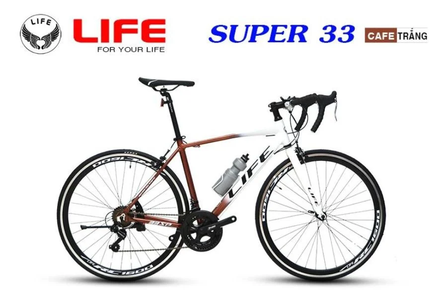 xe đạp life supper 33 màu trắng nâu