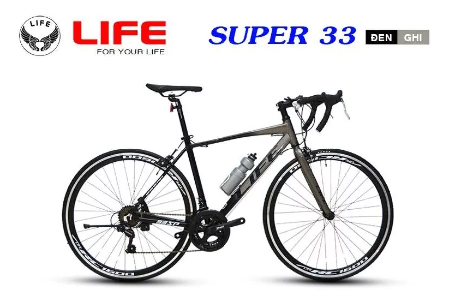 xe đạp life supper 33 màu xám đen