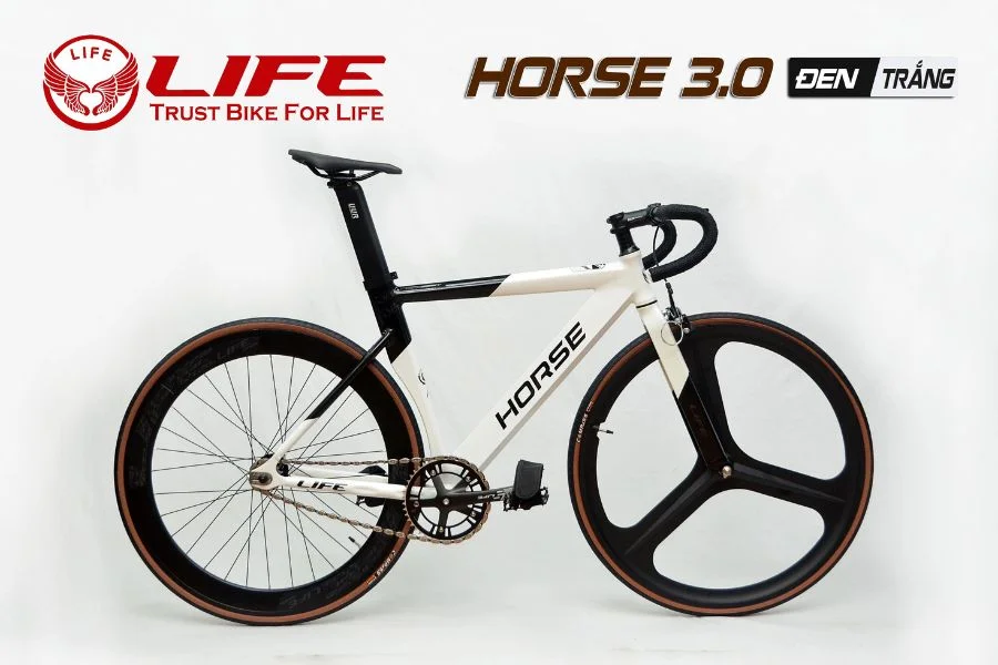 Xe đạp Fixed Gear Life Horse 3.0 đen Trắng