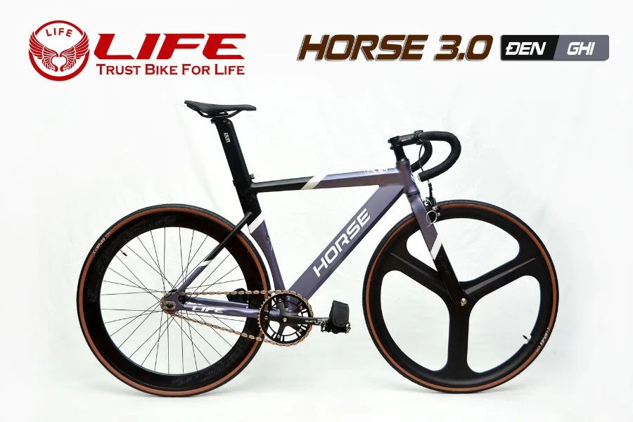 Xe đạp Fixed Gear Life Horse 3.0 Màu đen Ghi