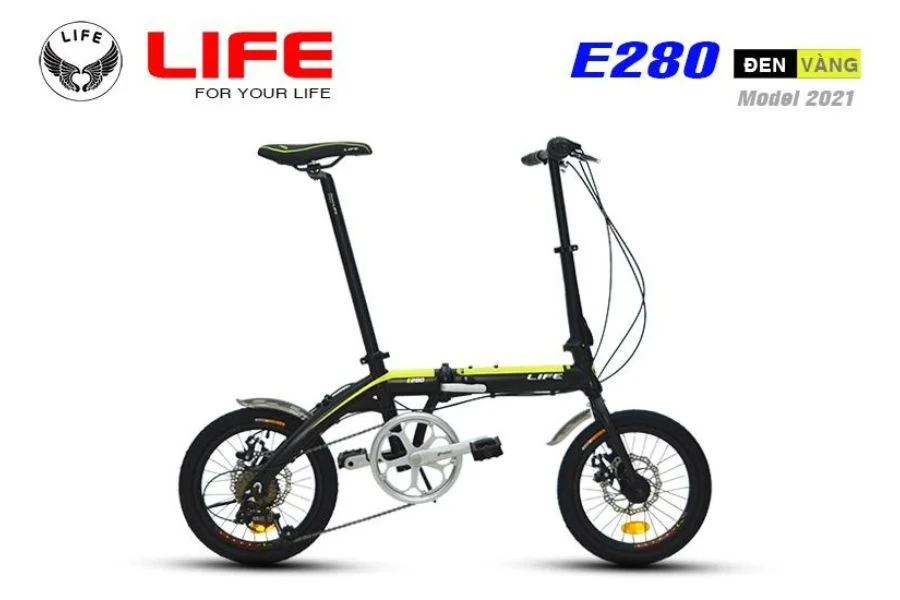 Xe đạp Gấp Life E280 Màu đen Vàng