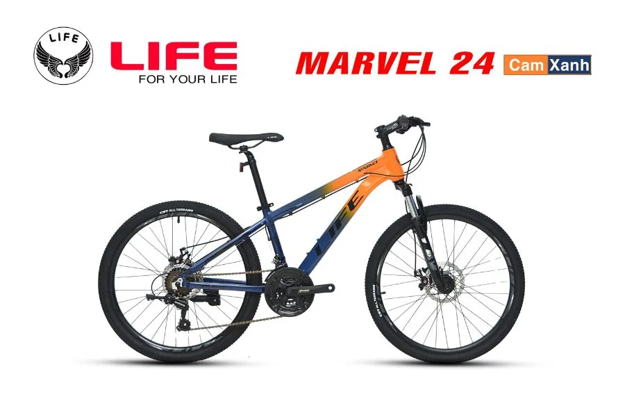 Xe đạp Life Marvel 24 Màu Cam Xanh