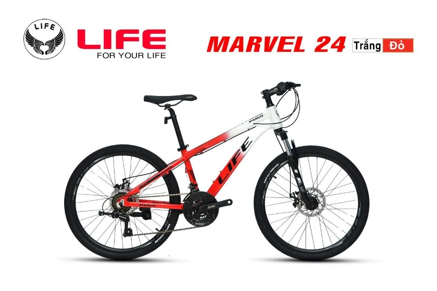 Xe đạp Life Marvel 24 Màu Trắng đỏ