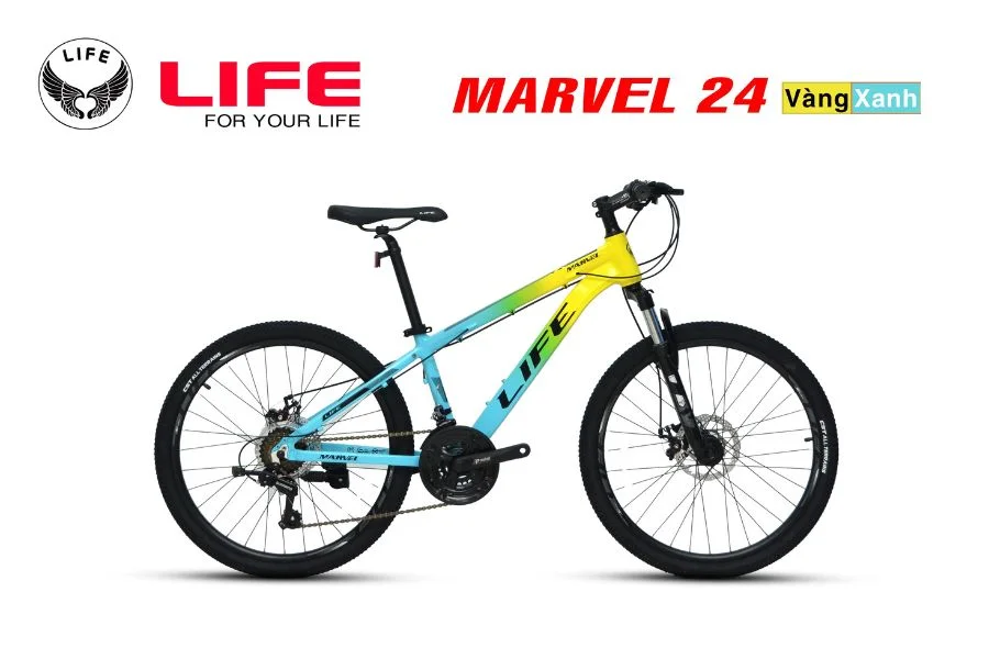 Xe đạp Life Marvel 24 Màu Vành Xanh