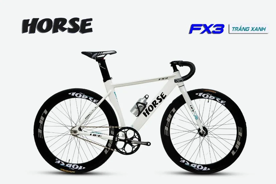 Xe đạp Fixed Gear Horse Fx3 Màu Trắng Xanh