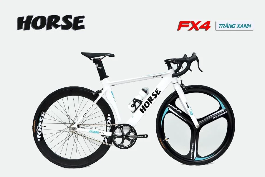 Xe đạp Fixed Gear Horse Fx4 Màu Trắng Xanh