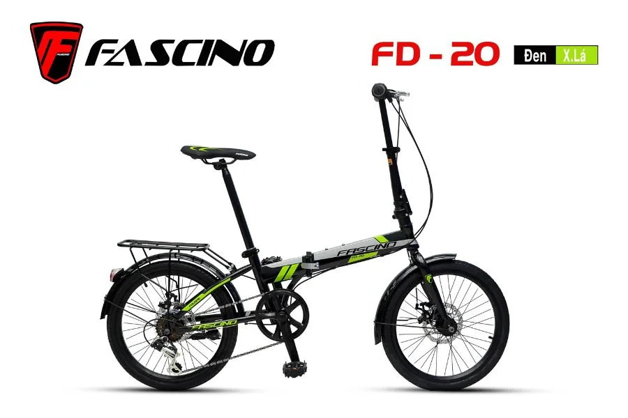 Xe đạp Gấp Fascino Fd20 Màu đen Xanh Lá