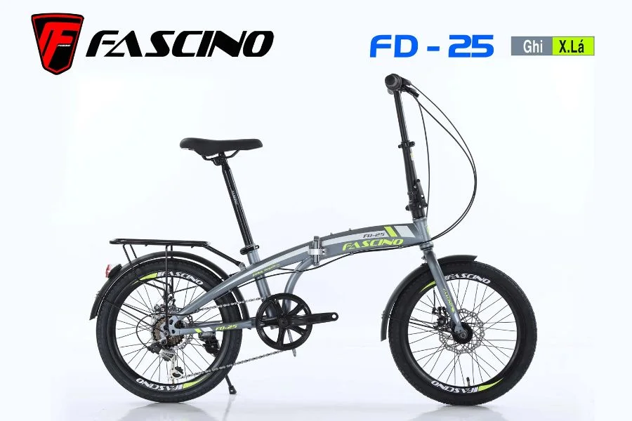 Xe đạp Gấp Fascino Fd25 Màu Ghi Xanh Lá