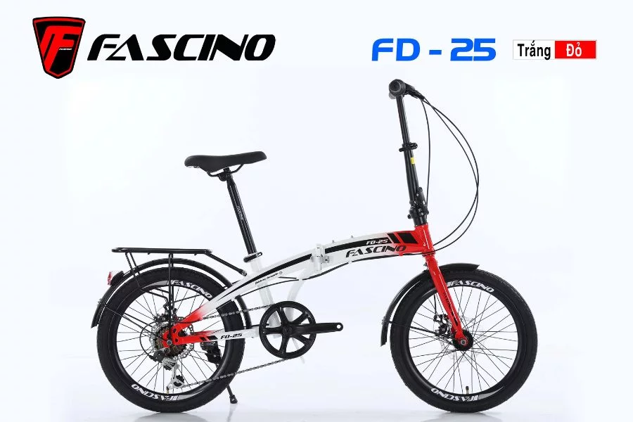 Xe đạp Gấp Fascino Fd25 Màu Trắng đỏ